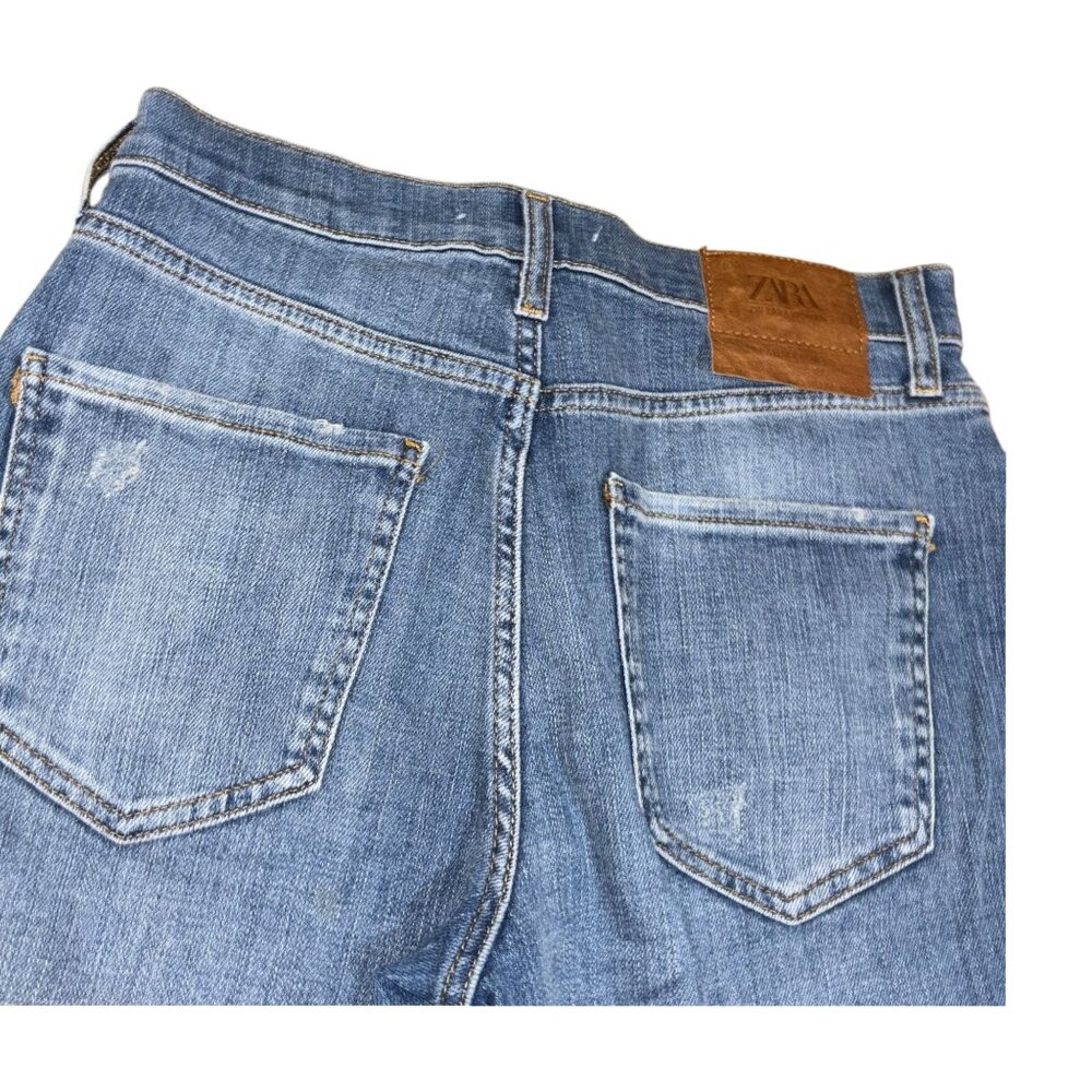 Zara Size 8 Distressed Raw Hem Denim Jeans - Picture 7 of 7